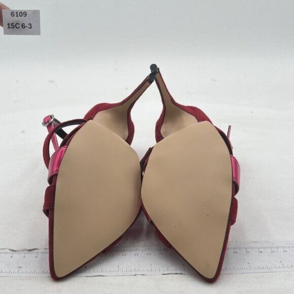 FSJ Wine Red Strappy Peep Toe Stiletto High Heel T Strap Summer Dress Sandal - Picture 7 of 8